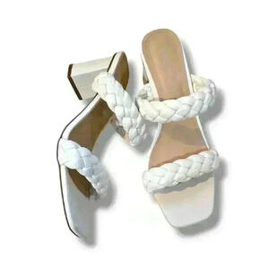 Sincerely Jules Braided Block Heel Sandals Beige Size 9